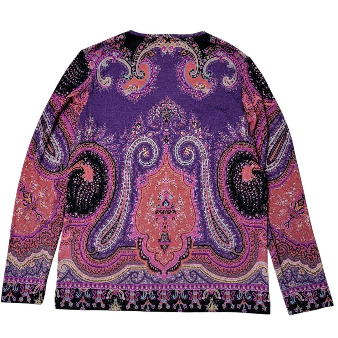 春向けウールストレッチ生地 エトロ ETRO ペイズリー柄 Vネックニット 38