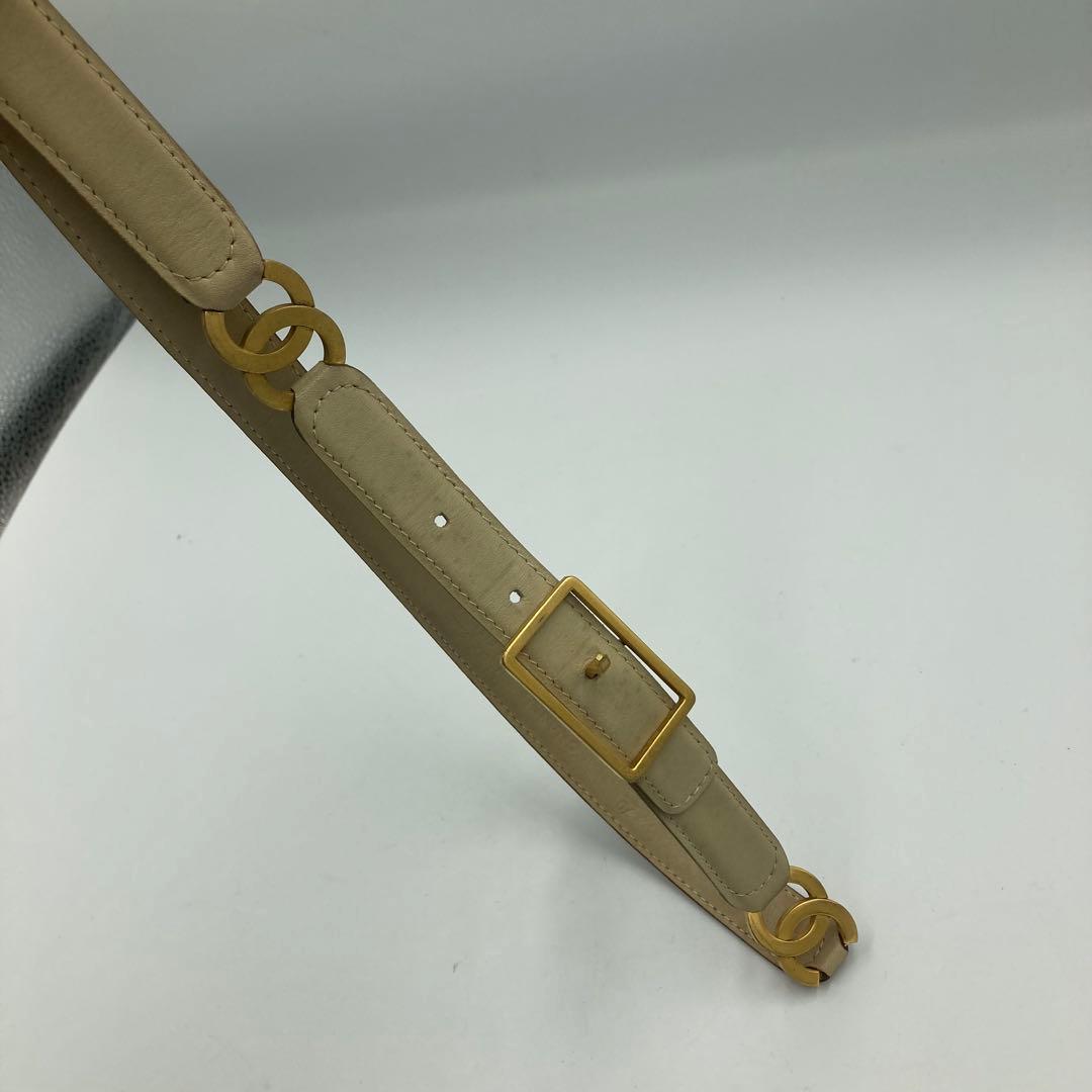 【5766】CHANEL シャネル ベルト ココマーク ベージュ