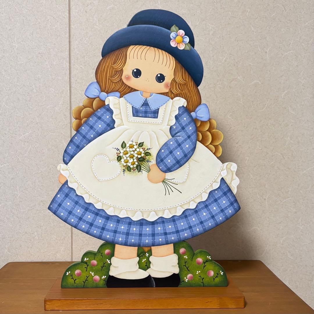 トールペイント　可愛い女の子　2体セット　カントリー雑貨　置物
