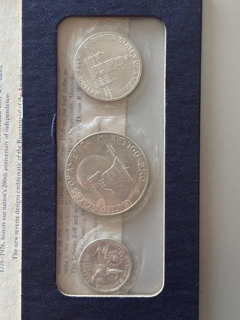 アメリカ銀貨５枚　1976建国200年記念銀貨・1959通常発行銀貨