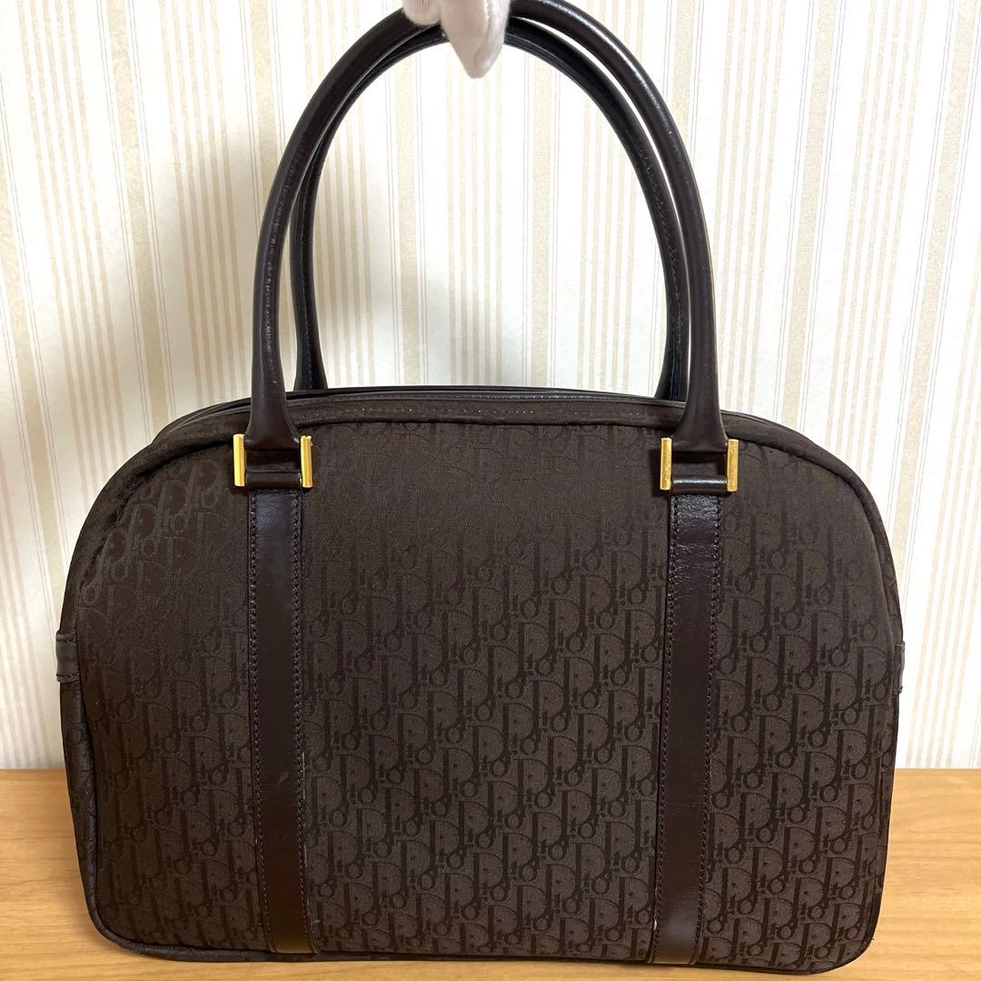 Dior ボストンバッグ　ブラウン　ゴールドロゴ　トロッター　ブラウン