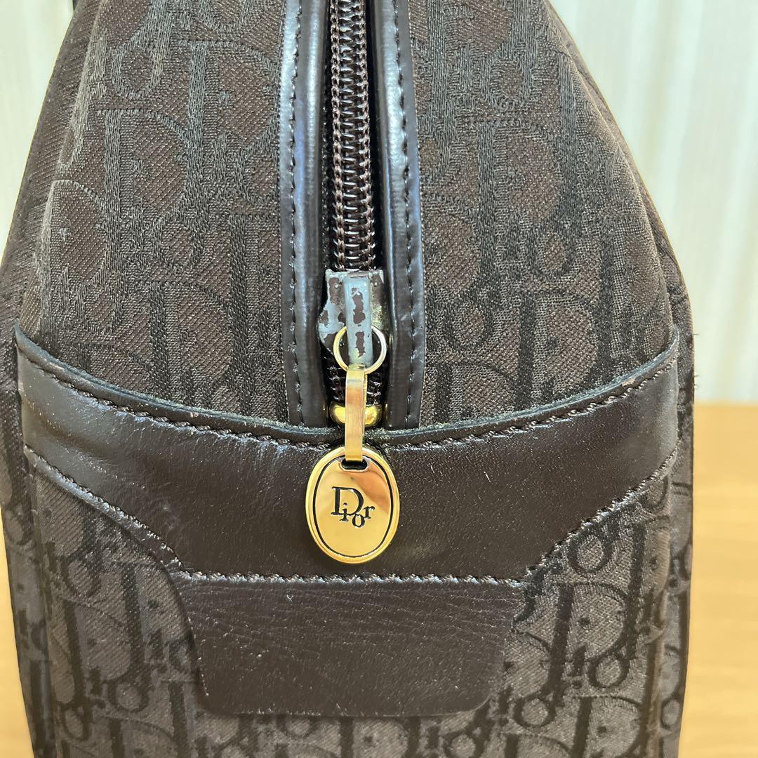 Dior ボストンバッグ　ブラウン　ゴールドロゴ　トロッター　ブラウン