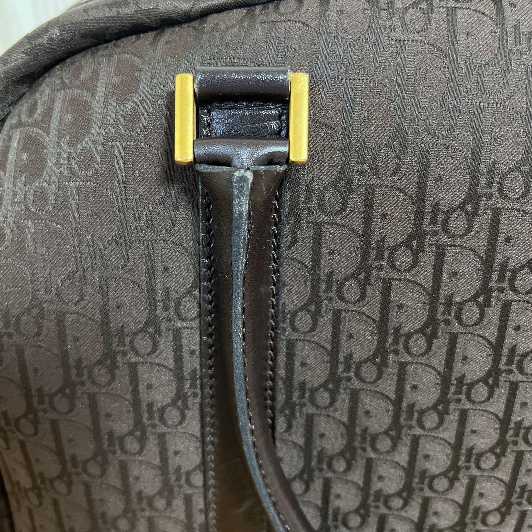 Dior ボストンバッグ　ブラウン　ゴールドロゴ　トロッター　ブラウン