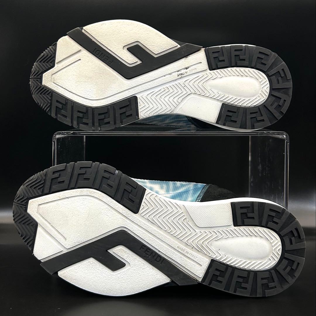 【極美品】フェンディ フロー スニーカー ズッカ サイドジップ メンズ 青 7