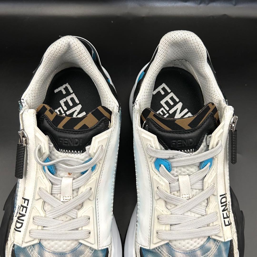 【極美品】フェンディ フロー スニーカー ズッカ サイドジップ メンズ 青 7