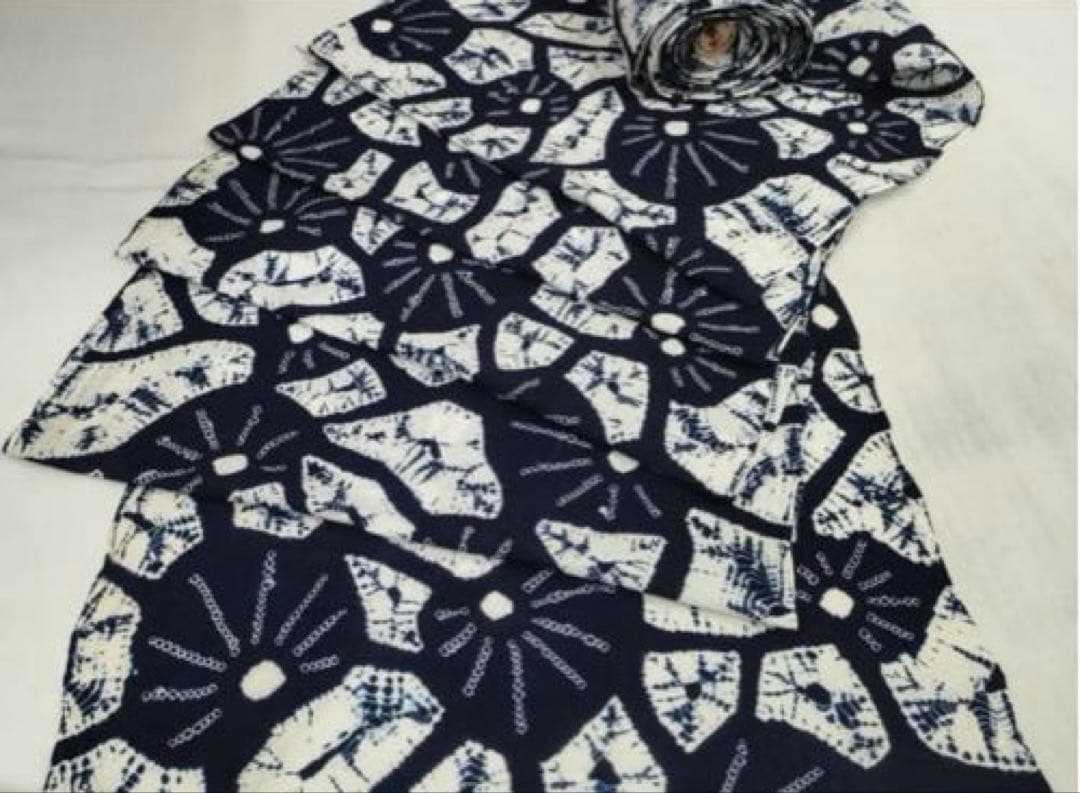 浴衣　有松鳴海絞り　反物　着尺　絞り　花尽くし　綿　逸品　新品未使用　紺
