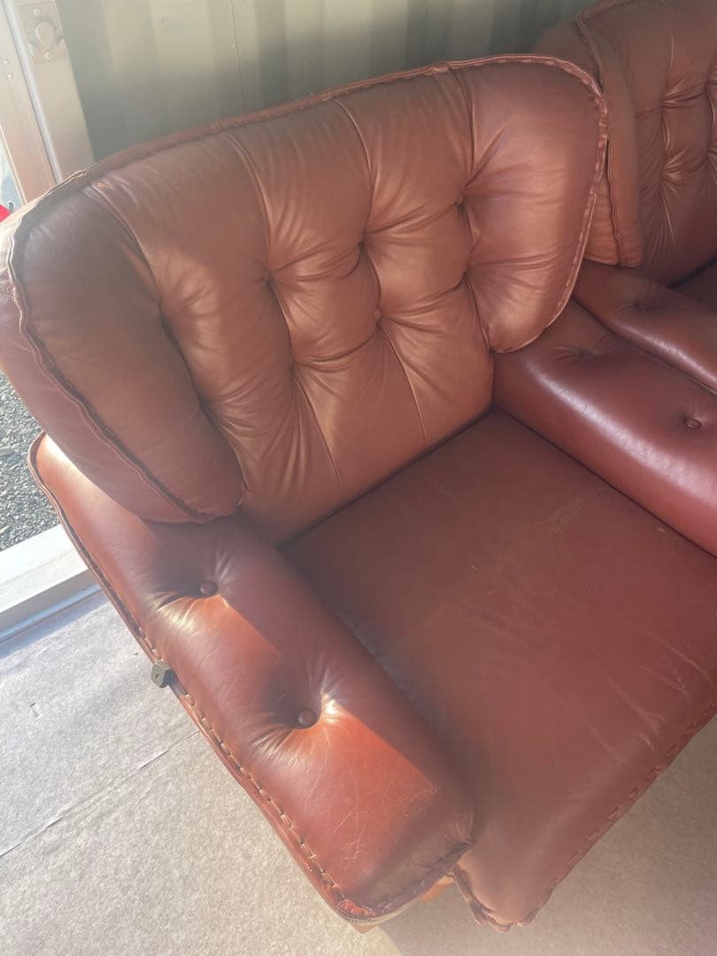 ヴィンテージソファ ブラウンレザー　2セット