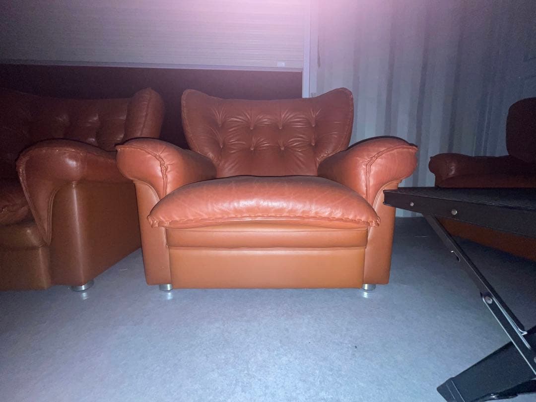 ヴィンテージソファ ブラウンレザー　2セット