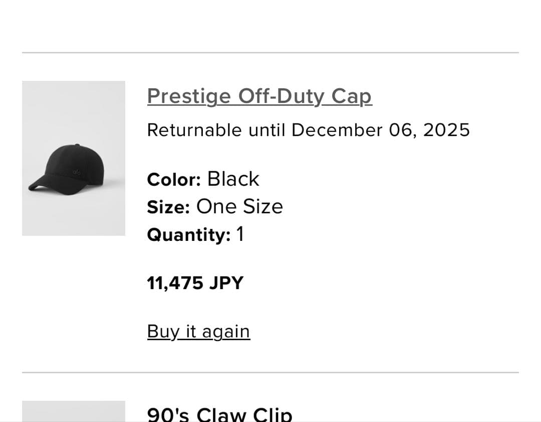 Alo Yoga キャップprestige off-duty cap-black
