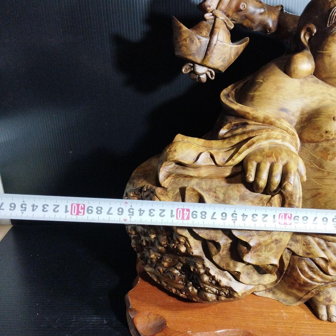 布袋様木彫り彫刻【黄金楠木彫】