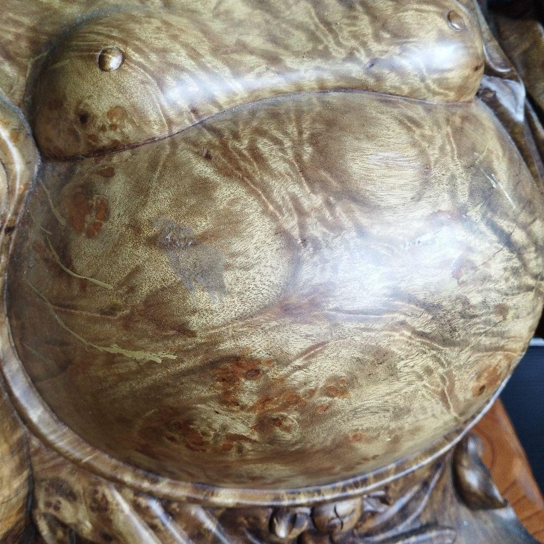 布袋様木彫り彫刻【黄金楠木彫】