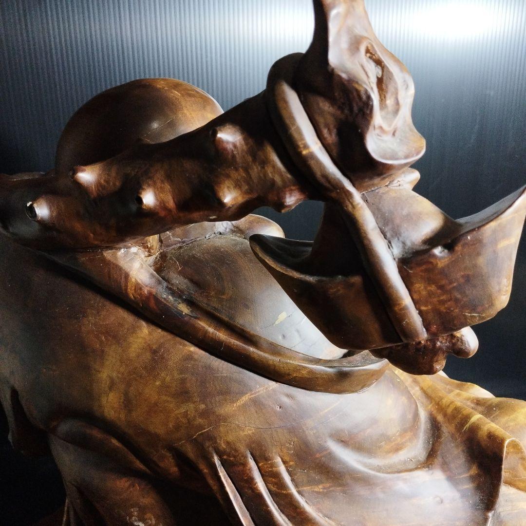 布袋様木彫り彫刻【黄金楠木彫】