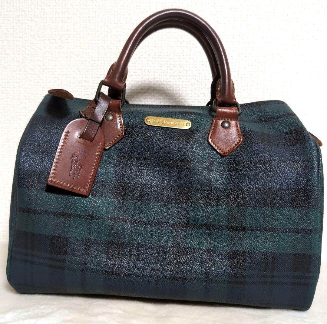 dj21 Ralph Lauren ミニボストンバッグ 緑 チェック柄