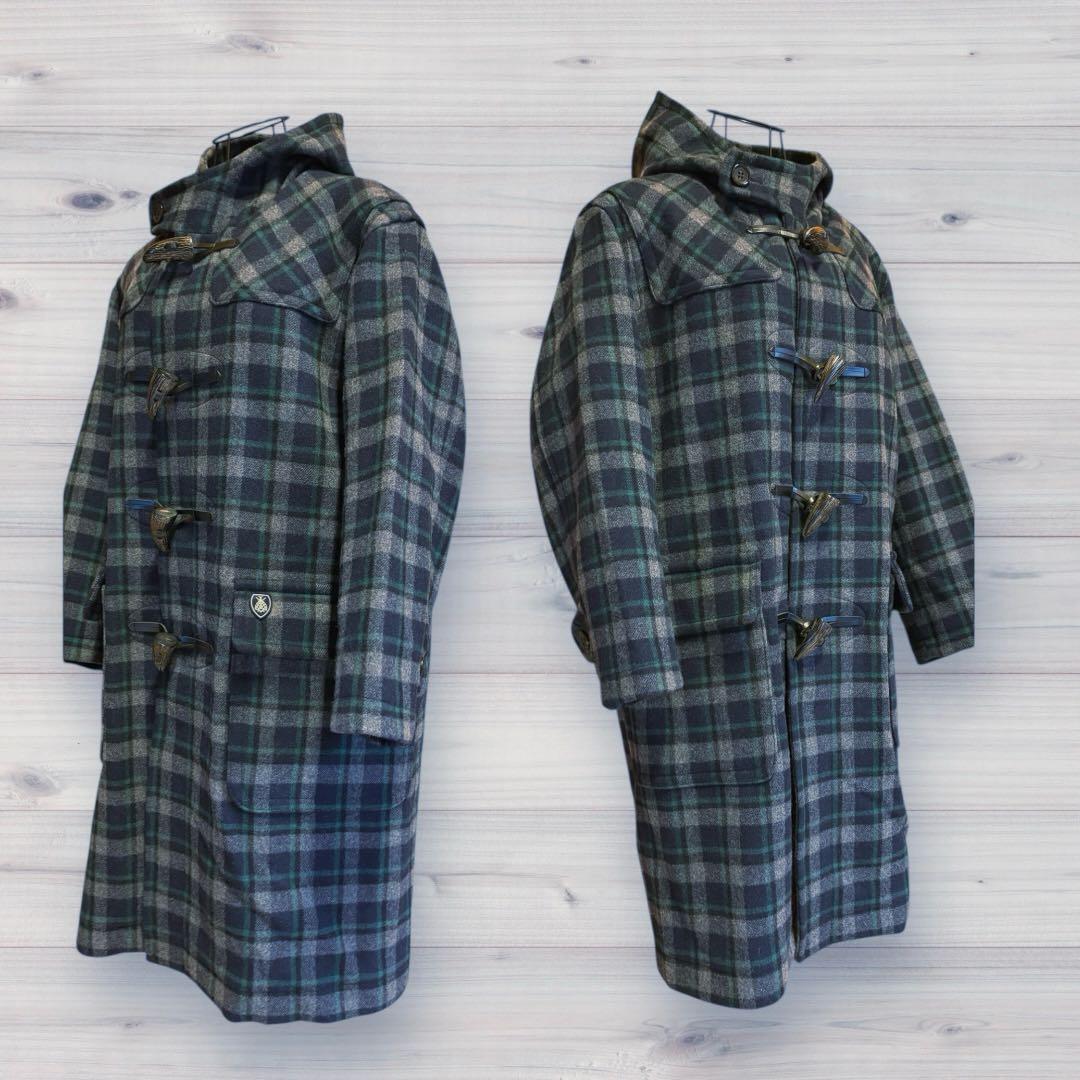 【ORCIVAL】ダッフルコート　チェック柄　ネイビー系　リアルホーントグル　1