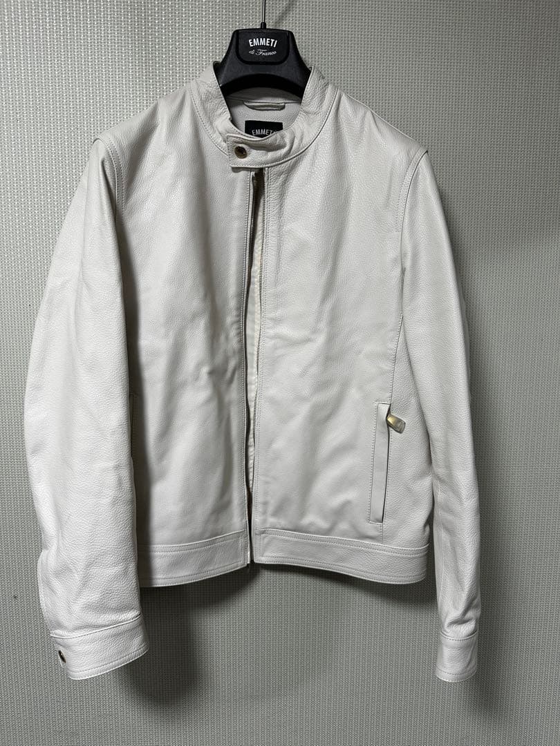 EMMETTI ホワイトレザーシングルライダースジャケット