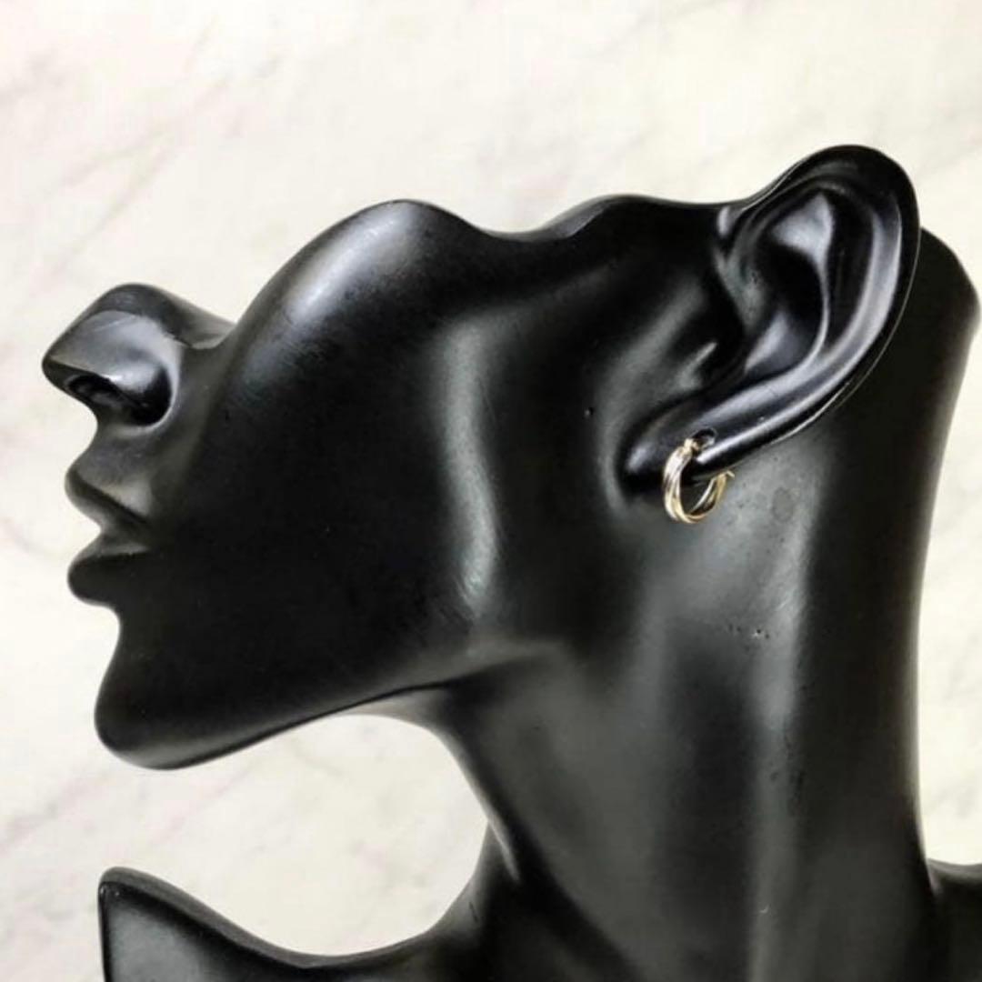 K18 pt900 18金 プラチナ　トリニティ 　フープピアス 片耳