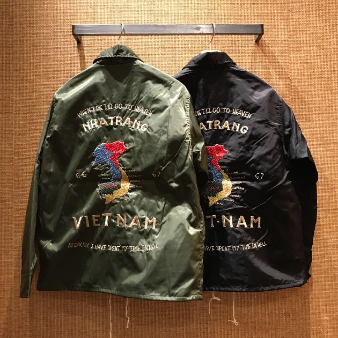 BEAMS x TOYO ベトナム刺繍コーチジャケット s オリーブ