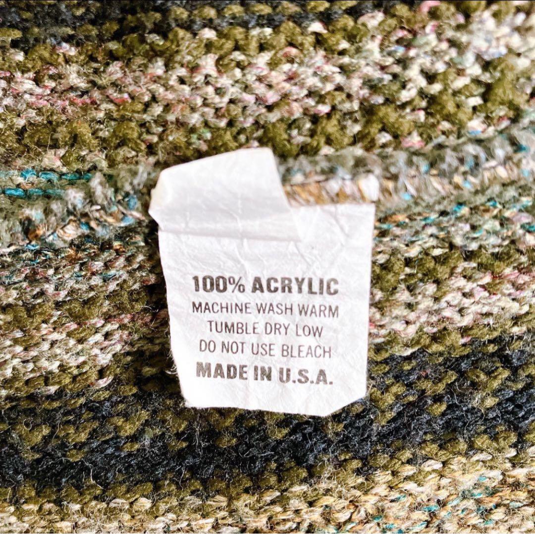 LAVANE USA製 アクリル 立体 総柄 3Dニット ダークグリーン系