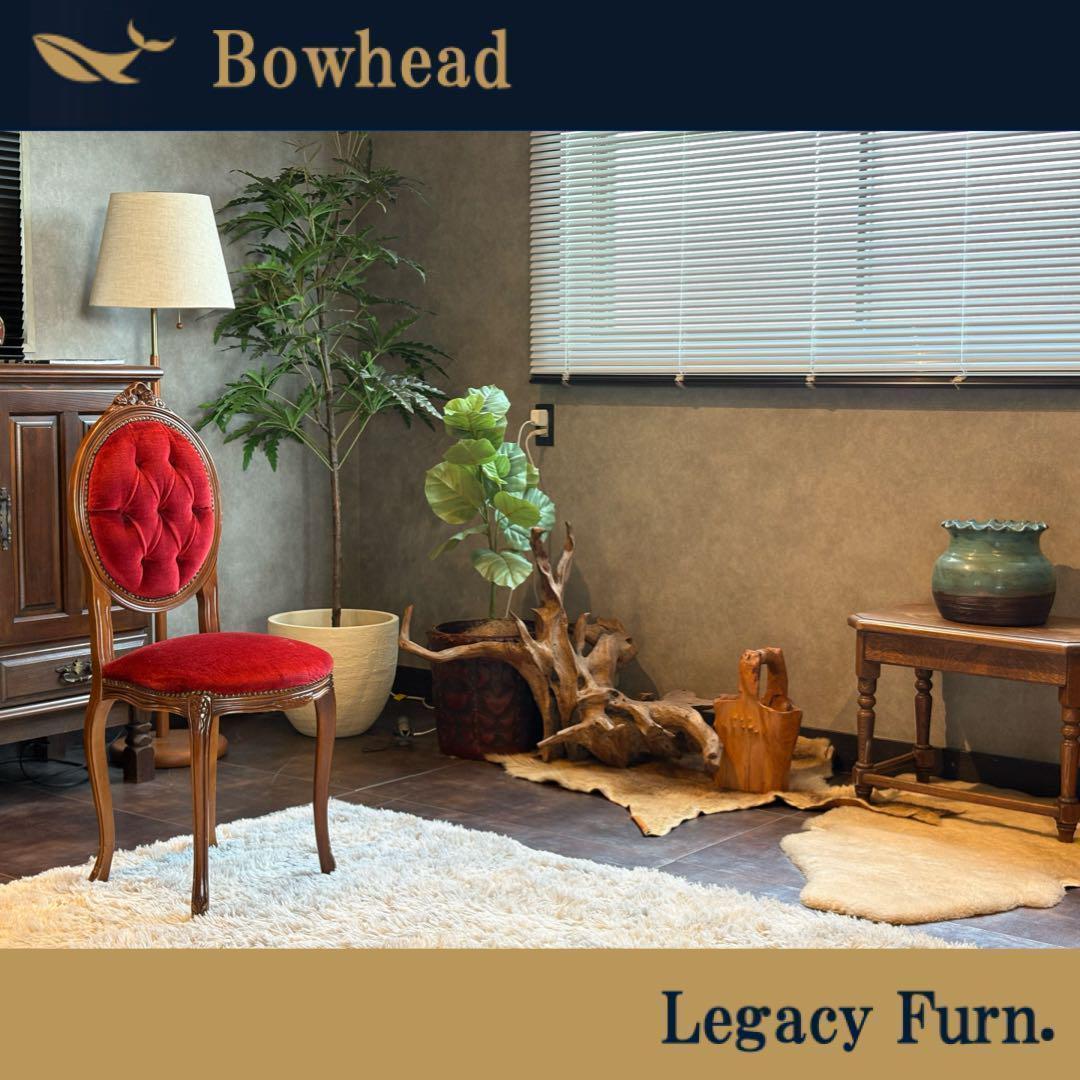 希少　猫脚　クラシック　アンティークチェア　木彫り　レッドボタンダウン　SZ