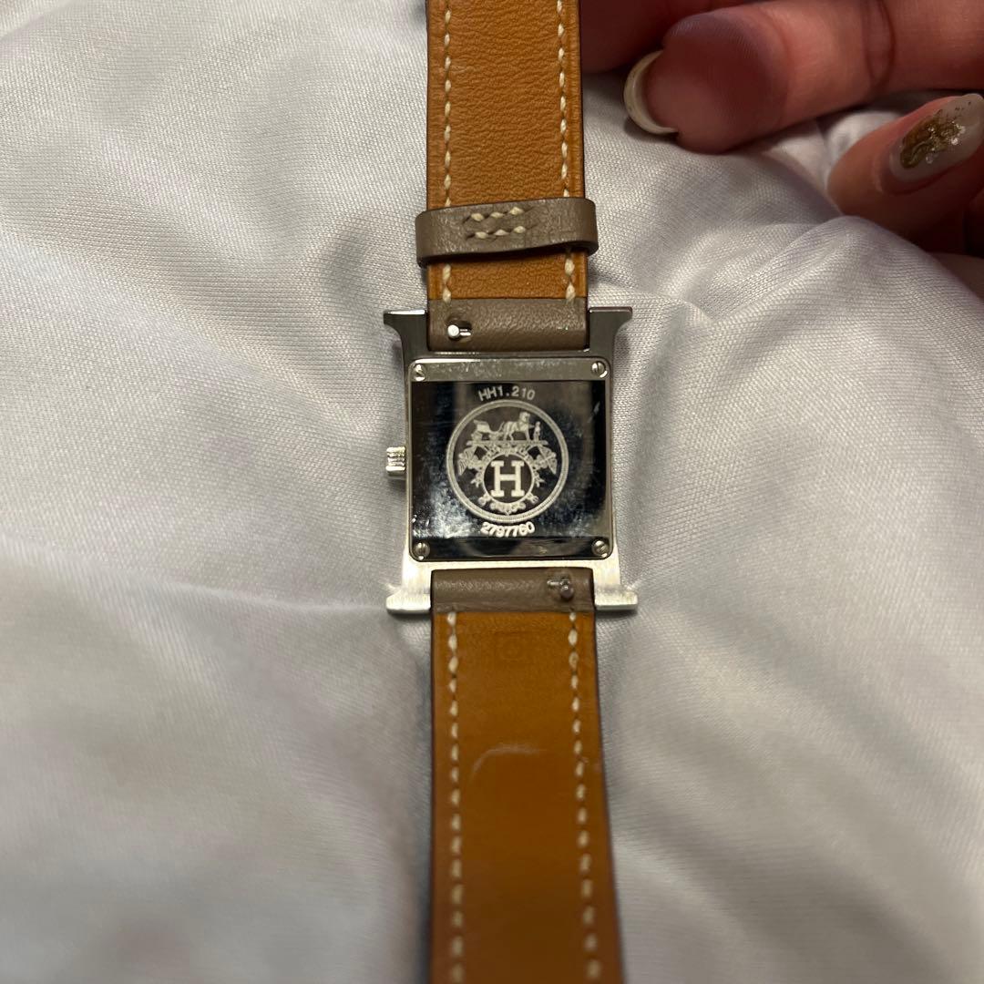 HERMESレザー スクエアフェイス時計