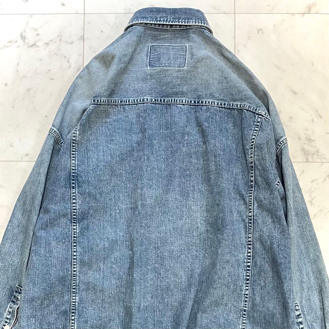 美品 ウィムガゼット ケミカルデニムビッグシャツ ライトブルー