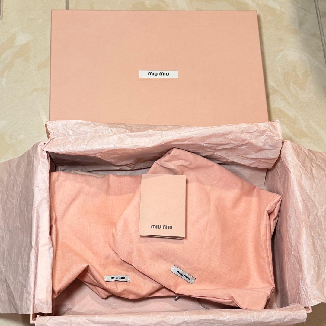 miumiu シルクサテン 37 23.5〜24ビジューオープントゥハイヒール