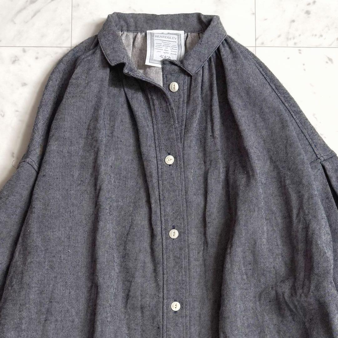 極美品♪ ビアズリー ウールリネン スタンドカラー オーバージャケット