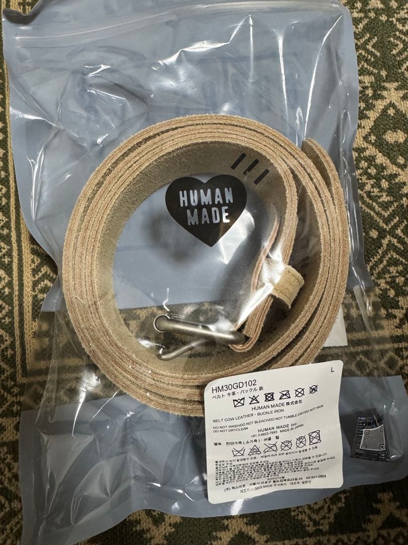 HUMAN MADE レザー ベルト ベージュ　Ｌサイズ