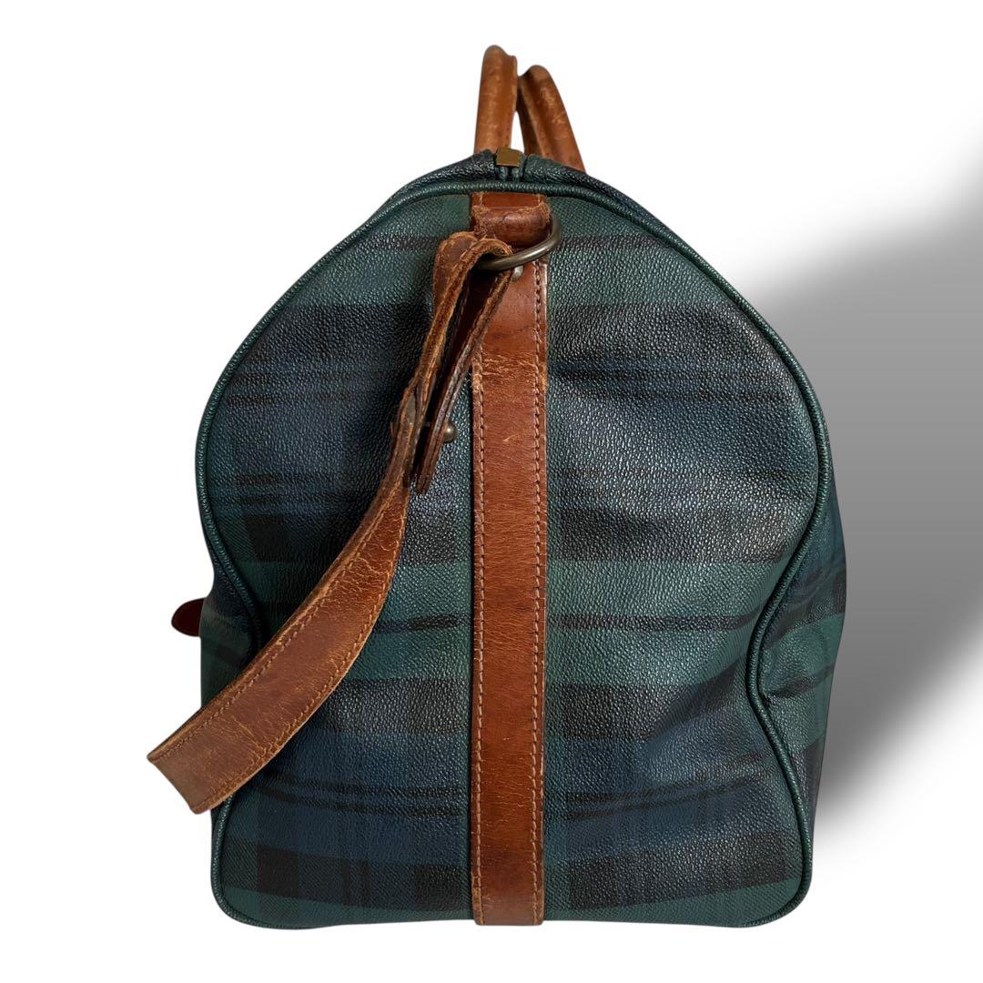 ポロラルフローレン☆2way ブラックウォッチ PVC レザー ボストンバッグ