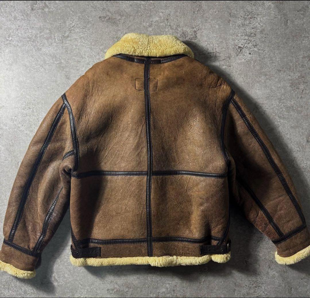 【超希少】名作 90s リアルムートン B-3 レザージャケット