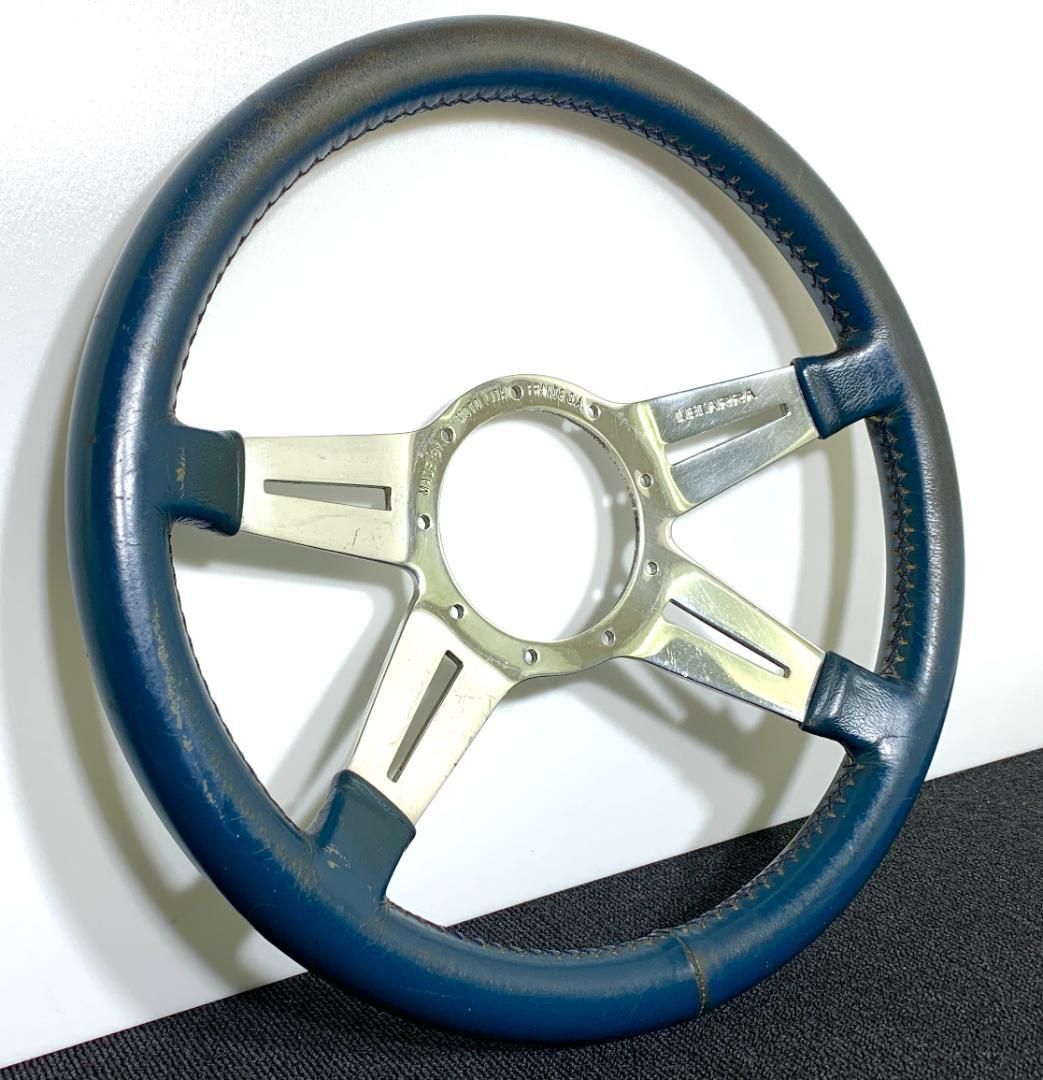 レカラ MK9 ネイビー系レザーステアリング 36.5パイ ポリッシュスポーク