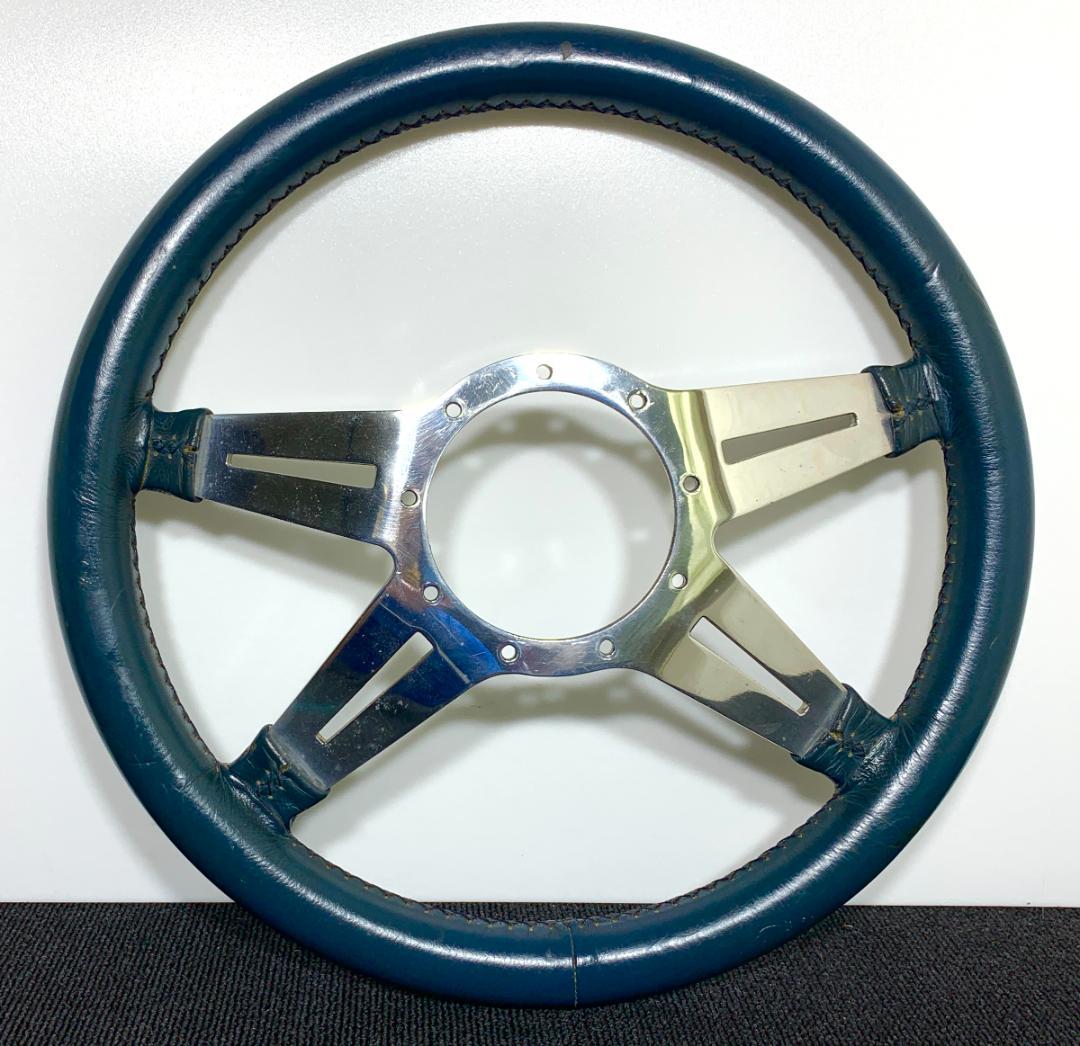 レカラ MK9 ネイビー系レザーステアリング 36.5パイ ポリッシュスポーク