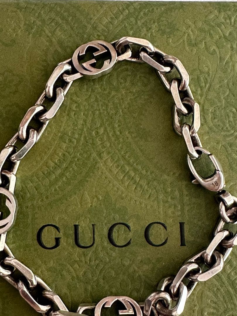 【ノリノリプ】GUCCI インターロッキング ブレスレット　18インチ