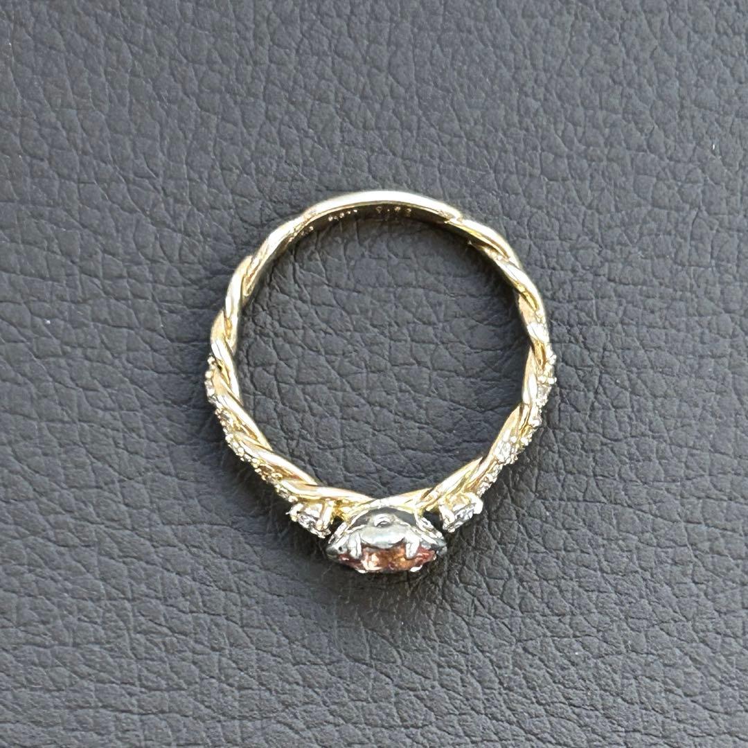 インペリアルトパーズ ダイヤモンド　プラチナ K18 コンビリング