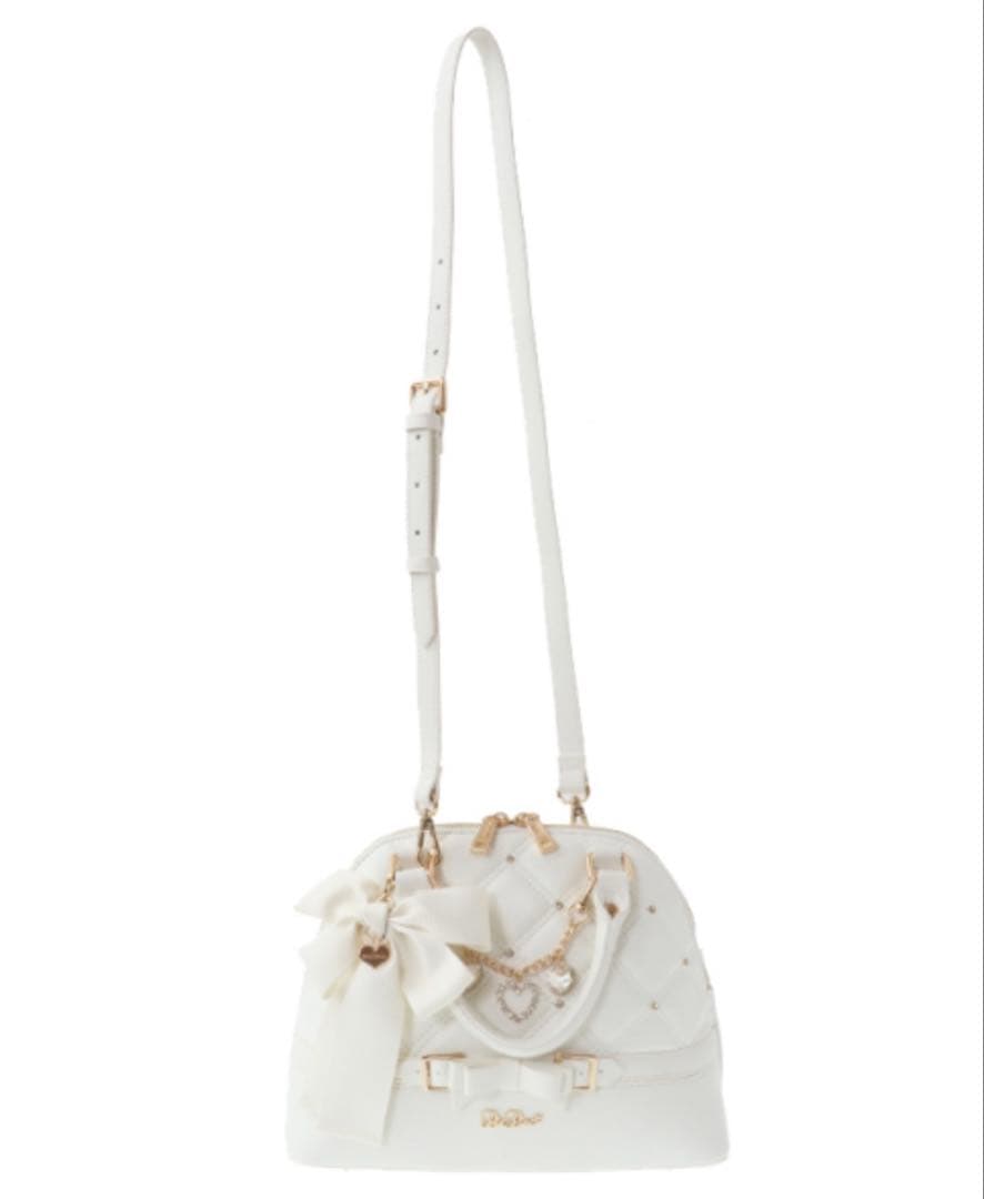 LIZLISA ビジューキルティングハンドバッグ ホワイト