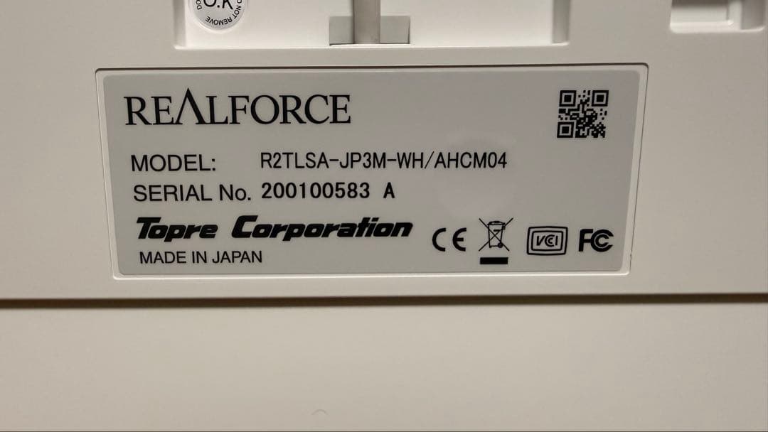 東プレREALFORCE for Mac R2TLSA-JP3M-WH静音30g