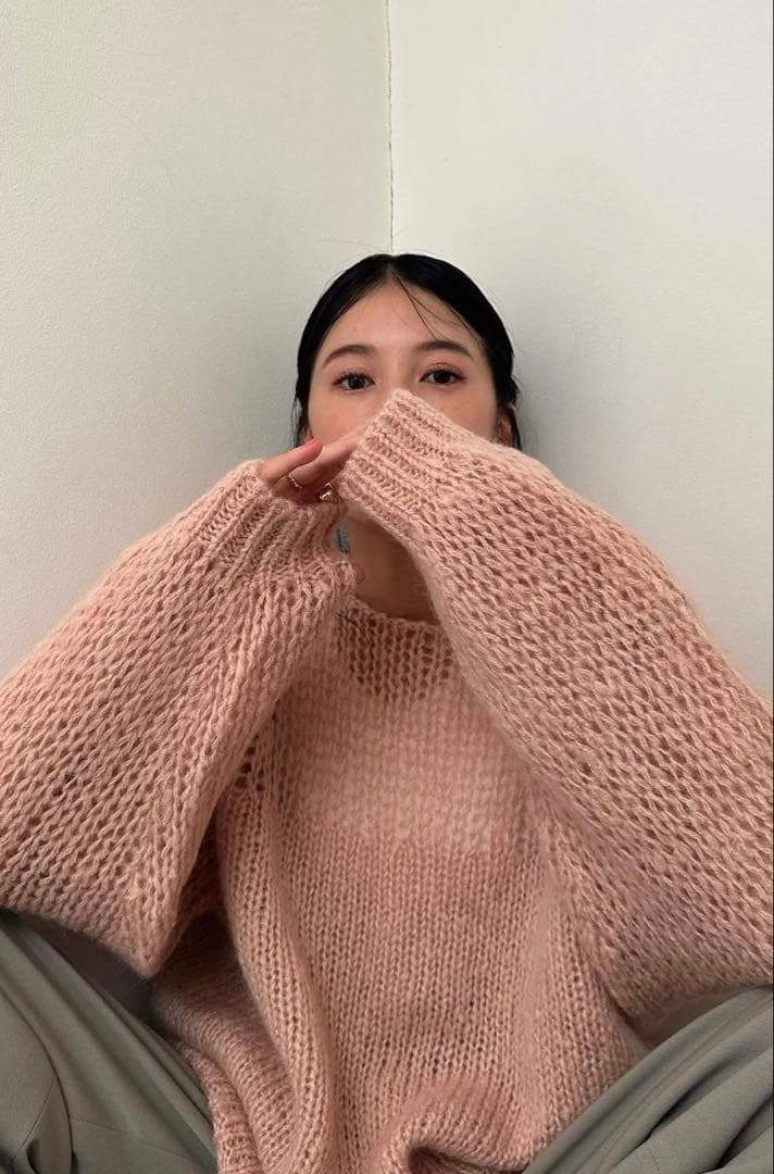 トップス CLANE HALFSHEER LOOSE MOHAIRKNIT PINK