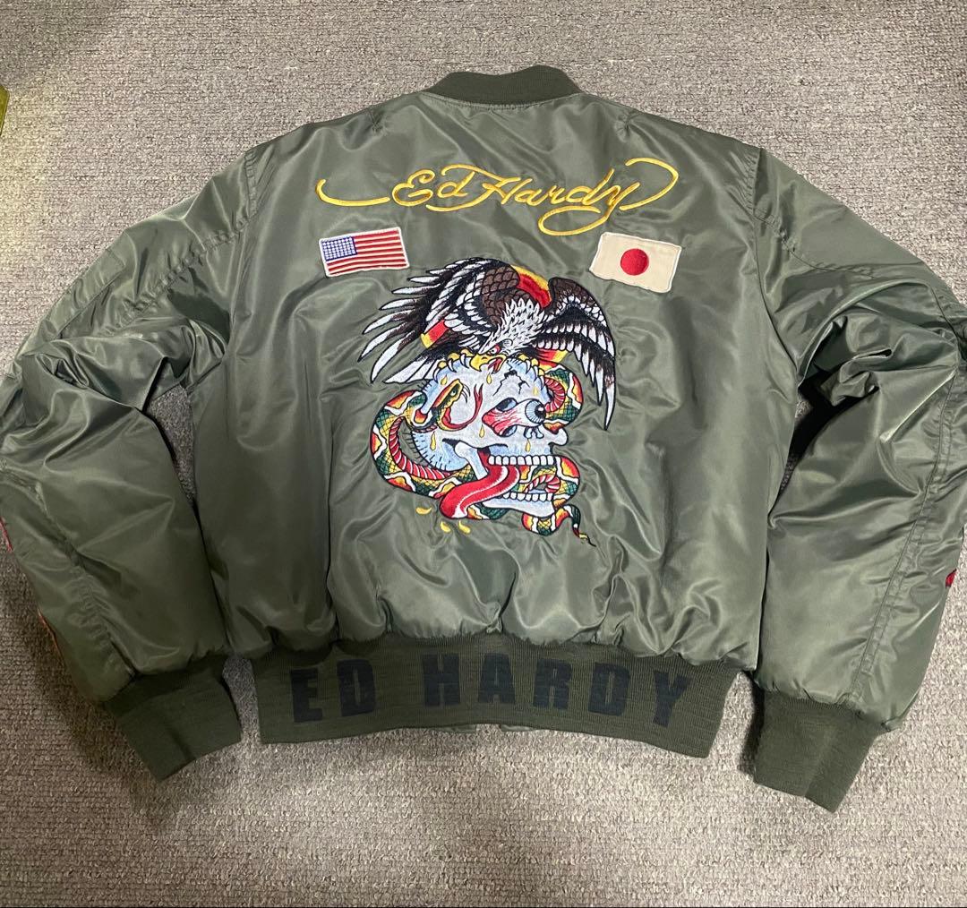 ド派手デザイン✨エドハーディー スカジャン MA-1 刺繍 ワッペン