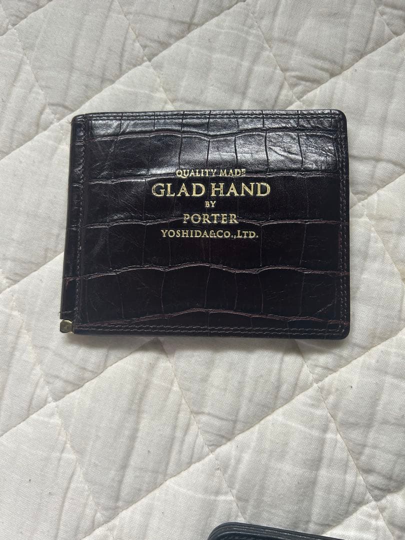 PORTER×GLAD HAND マネークリップ　クロコ型押し　レザー