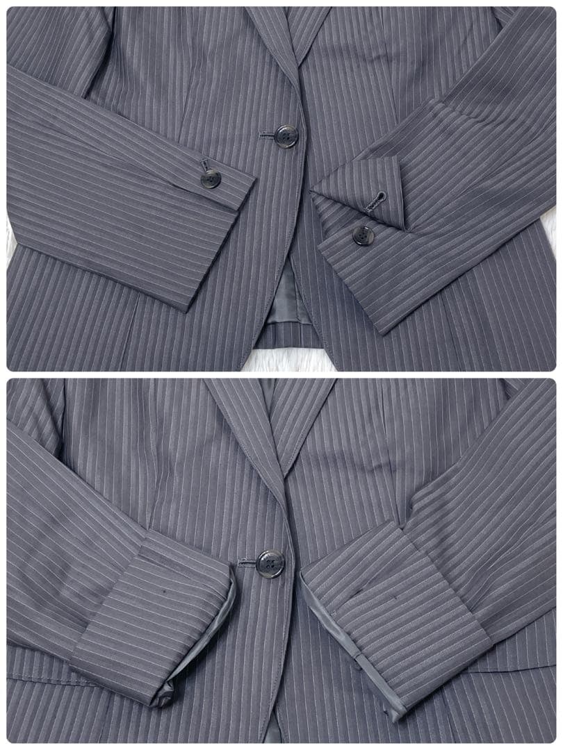 美品✨NEWYORKER シルク混　グレーシャドーストライプ　 3点セット