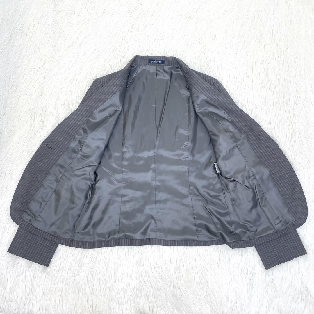 美品✨NEWYORKER シルク混　グレーシャドーストライプ　 3点セット