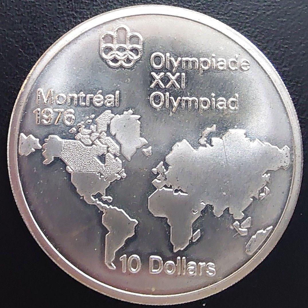 1976年カナダ銀貨 10ドル モントリオールオリンピック世界地図特大記念銀貨