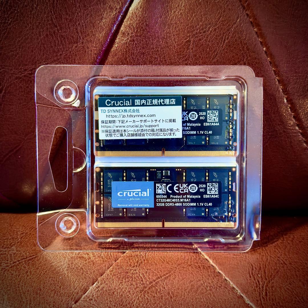 Crucial DDR5-4800 64GB(32GBx2枚) SODIMM