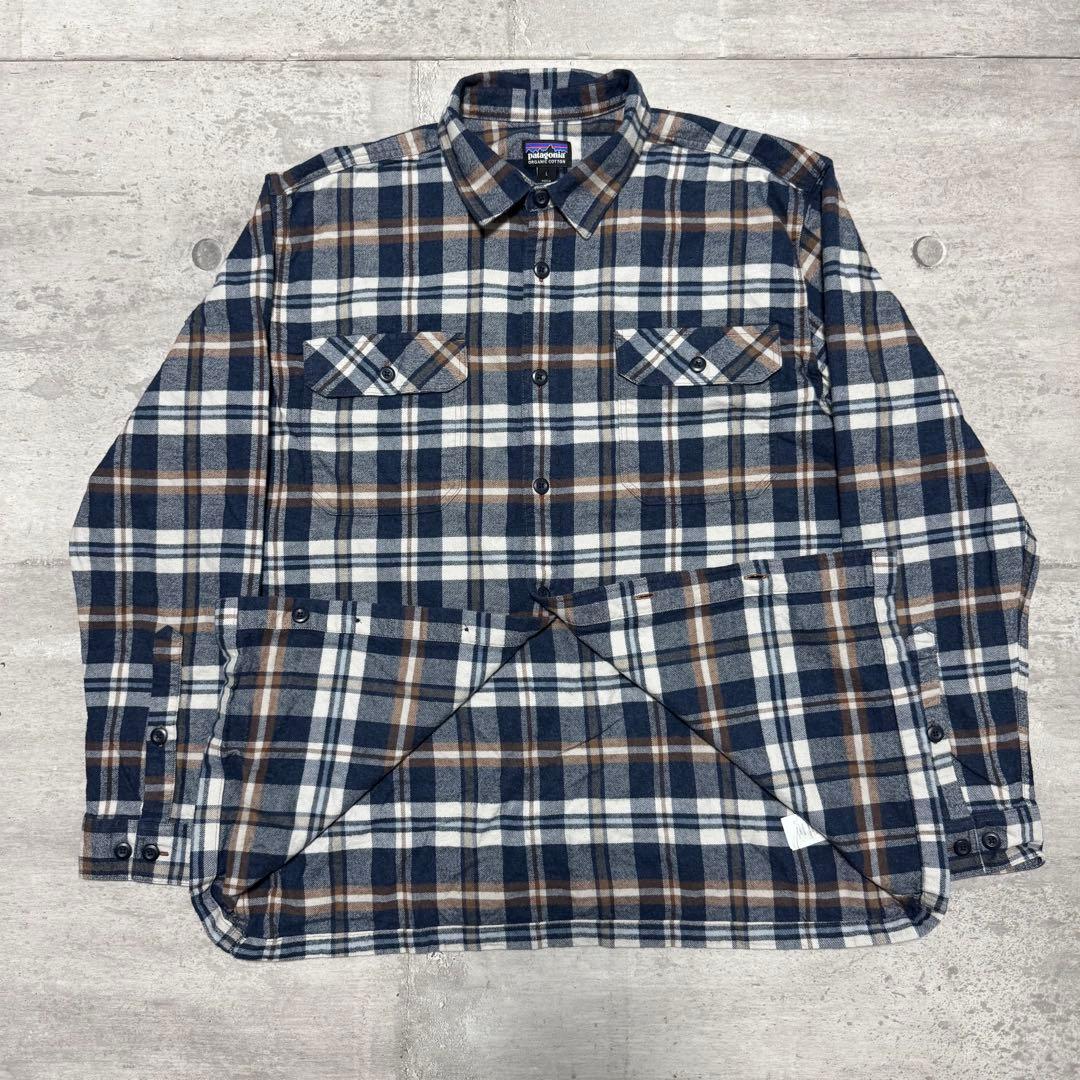 patagonia 23年製 フィヨルドフランネルシャツ ネイビー ネルシャツ