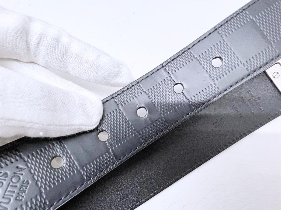 使用感なし　ヴィトン　ダミエアンフィニ　サンチュール　リバーシブル　ベルト　90