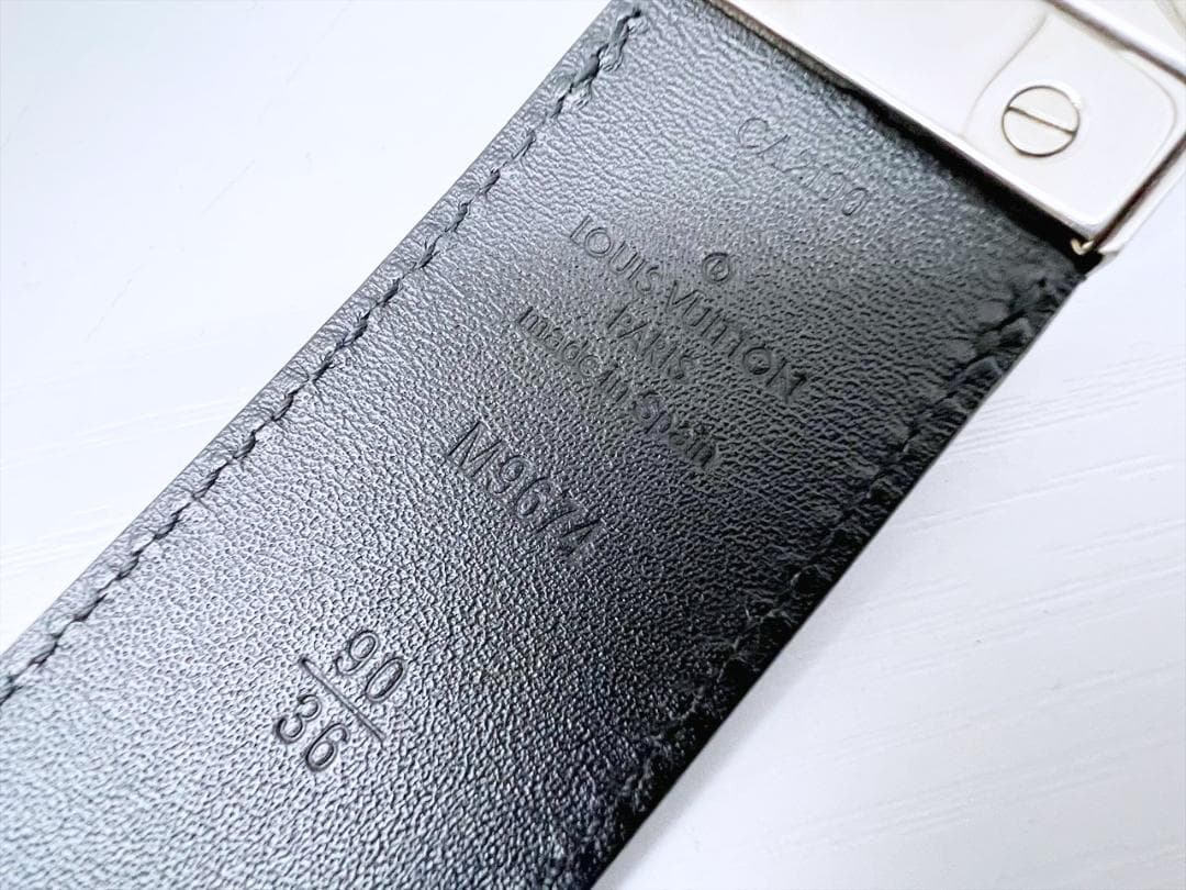 使用感なし　ヴィトン　ダミエアンフィニ　サンチュール　リバーシブル　ベルト　90