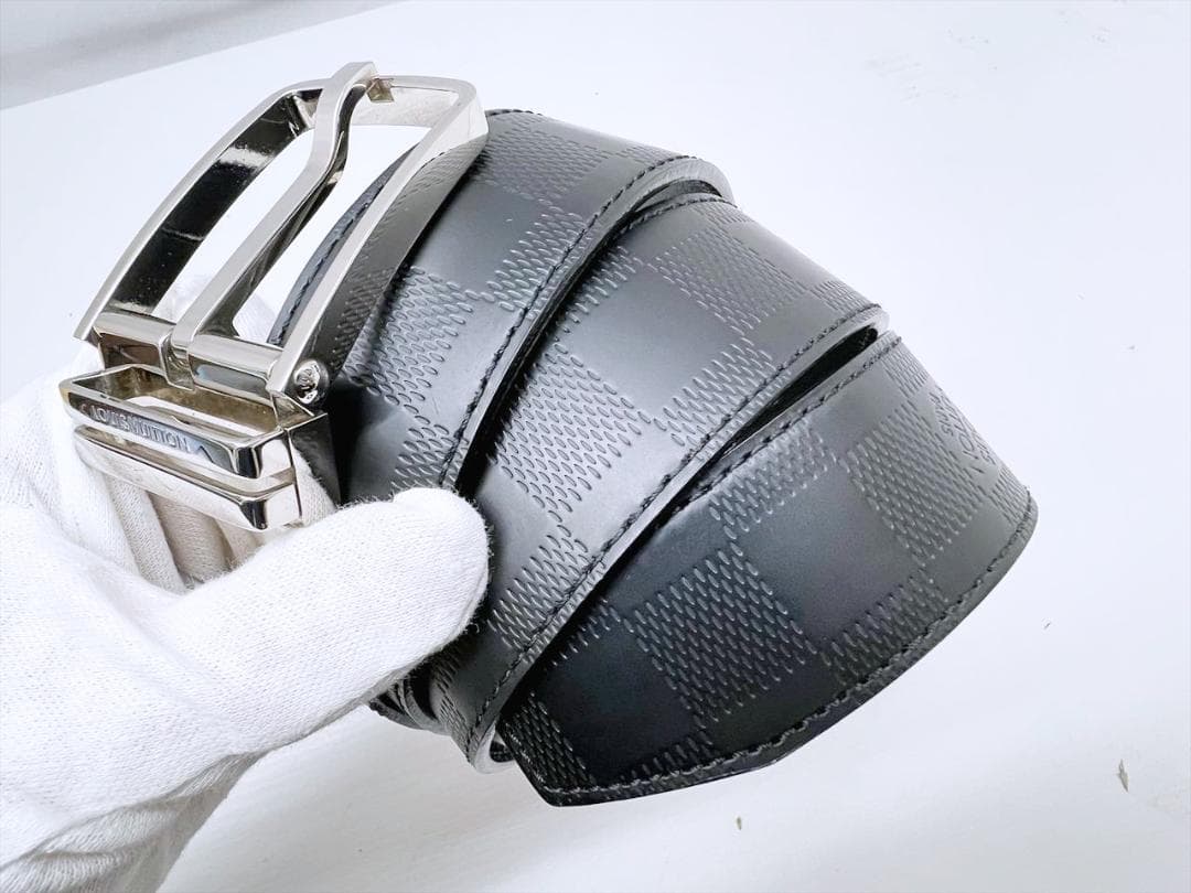 使用感なし　ヴィトン　ダミエアンフィニ　サンチュール　リバーシブル　ベルト　90