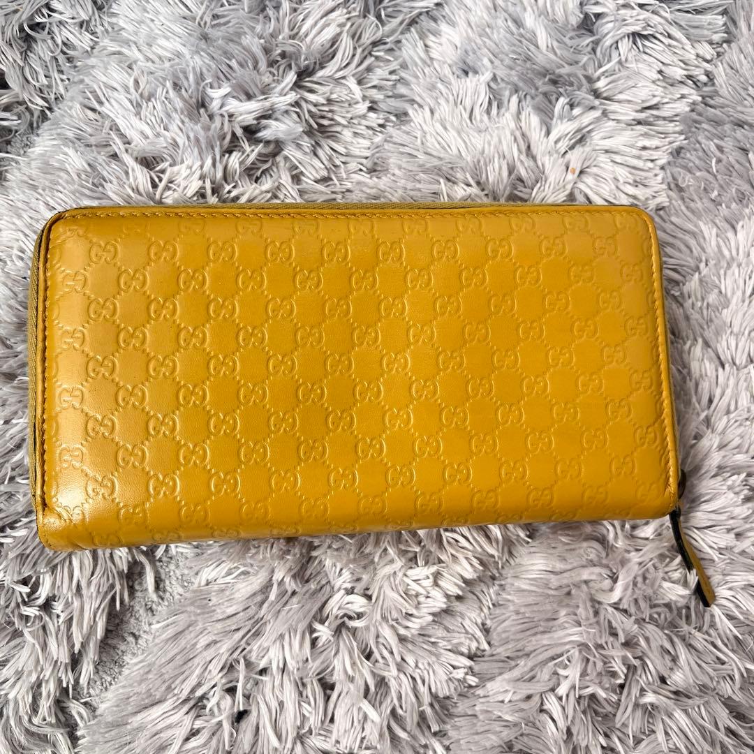 グッチ　ラウンドファスナー　マイクロシマ　マスタードイエロー　メンズ　レディース