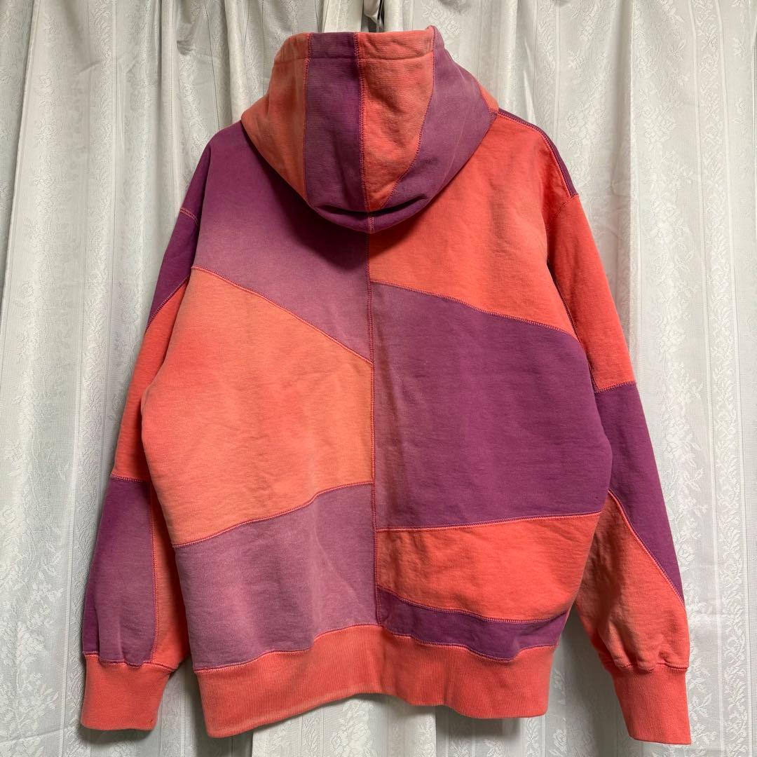 supreme パーカー　パッチワーク　ピンク