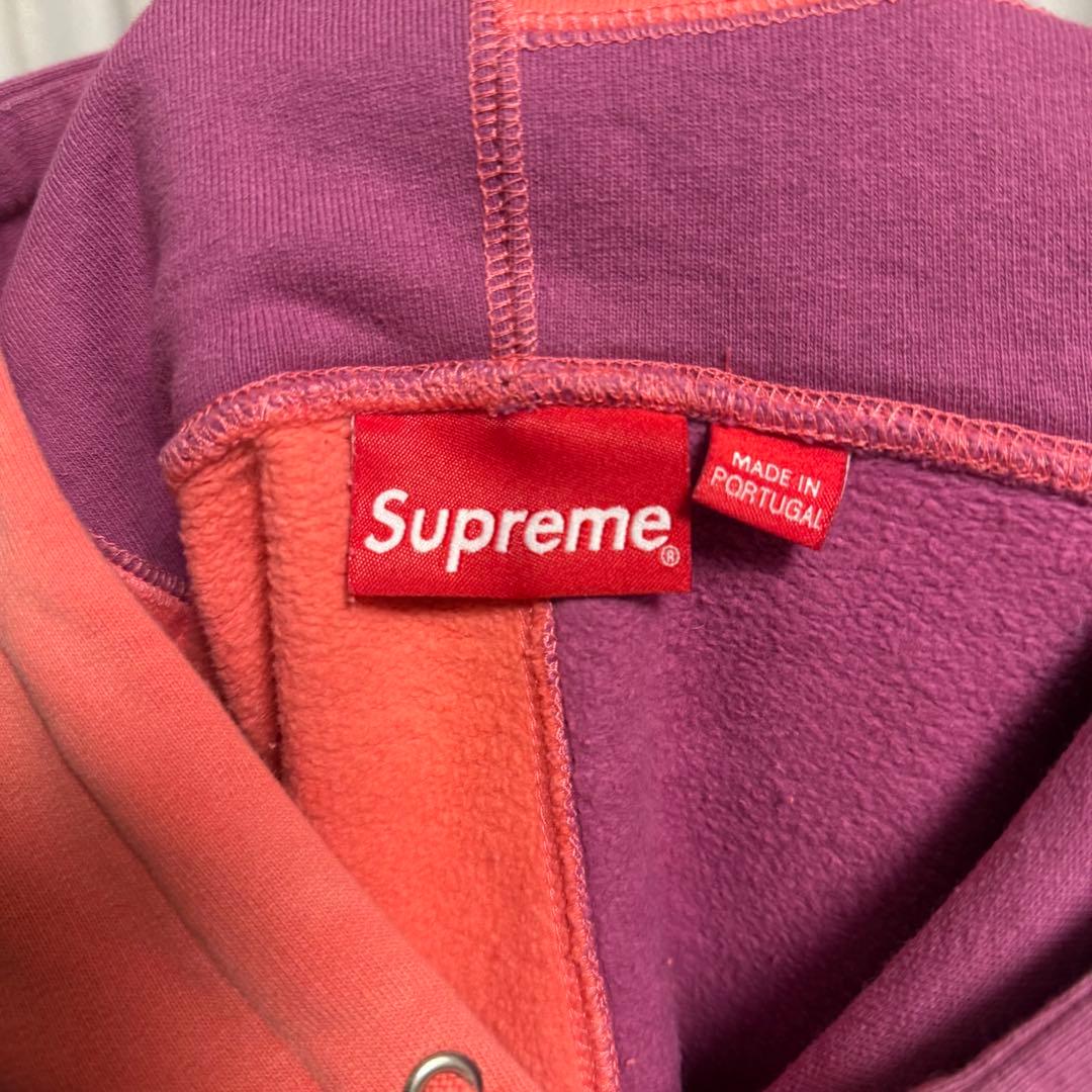 supreme パーカー　パッチワーク　ピンク